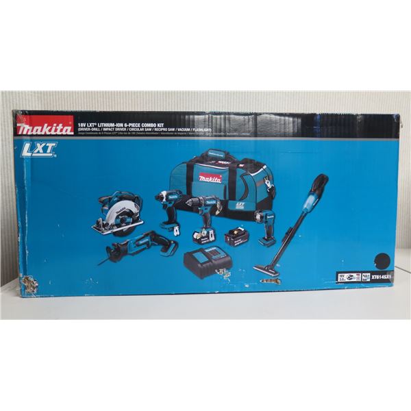 Makita XT614SX Combo Kit: 2 Drivers, 2 Saws, Vac, Flashlight, 2 Batteries, Charger & Bag New in Box