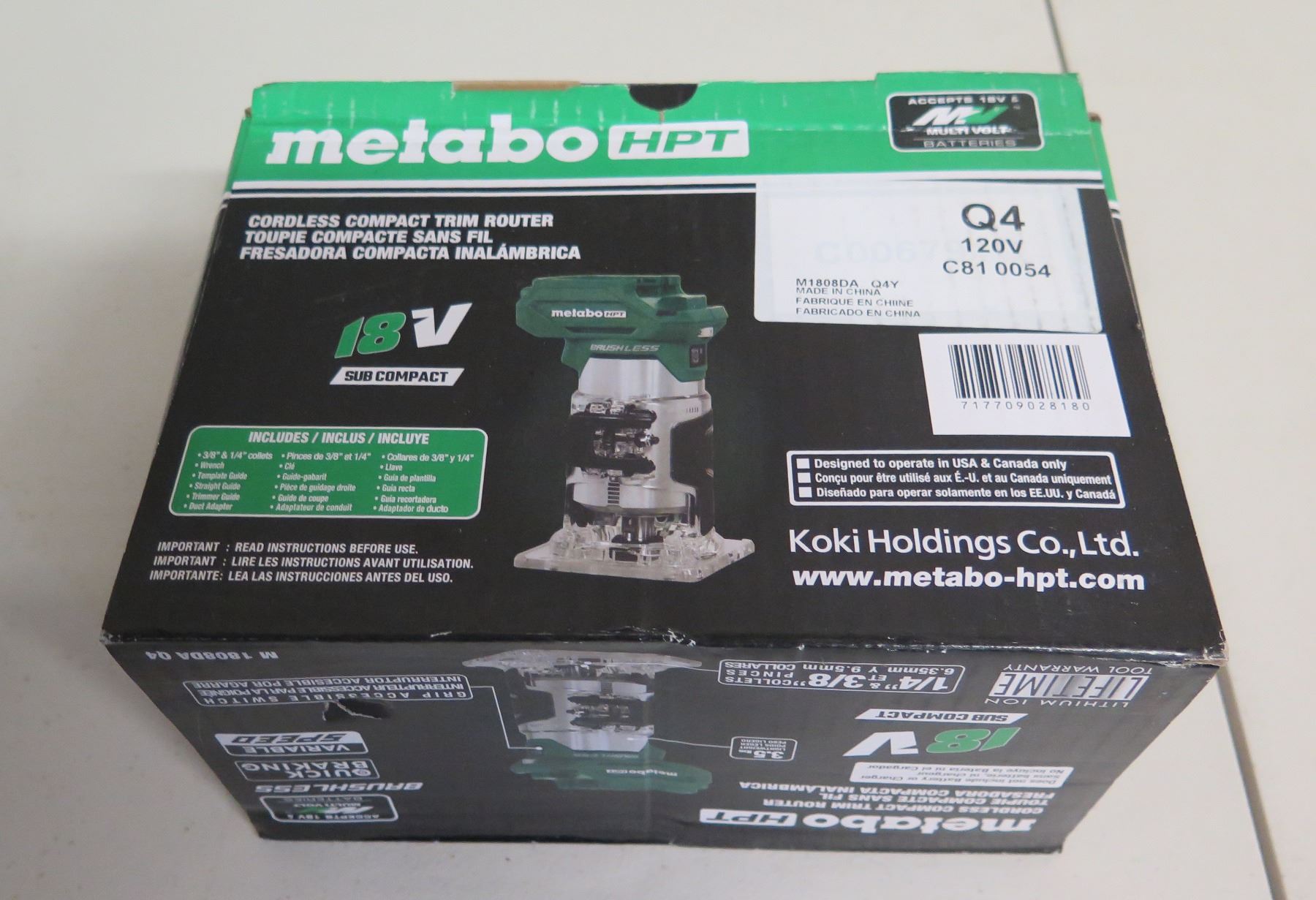 Metabo HPT M1808DA Cordless Trim Router New in Box (Tool Only)