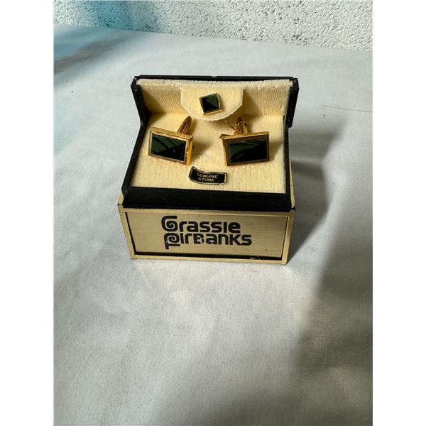 Grassie Firbanks cufflinks and tie pin
