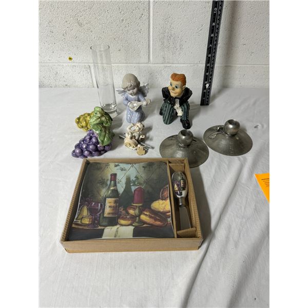 salt and pepper, shakers, wine, bottle holder, candleholders, vase, wind, chime, Angel , etc.
