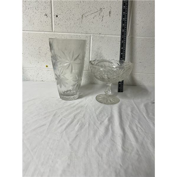 Crystal vase and pedestal dish crystal