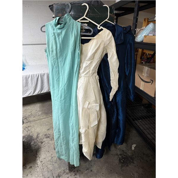 Coat, vintage wedding dress and other vintage dress