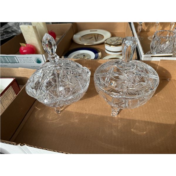 Crystal lidded candy dishes
