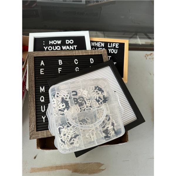 Letter signboards with letters