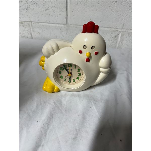 Vintage crowning/ talking alarm, chicken clock