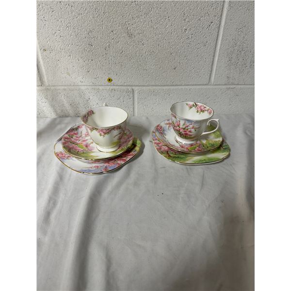 Two 1950s Royal Albert Blossom time trios
