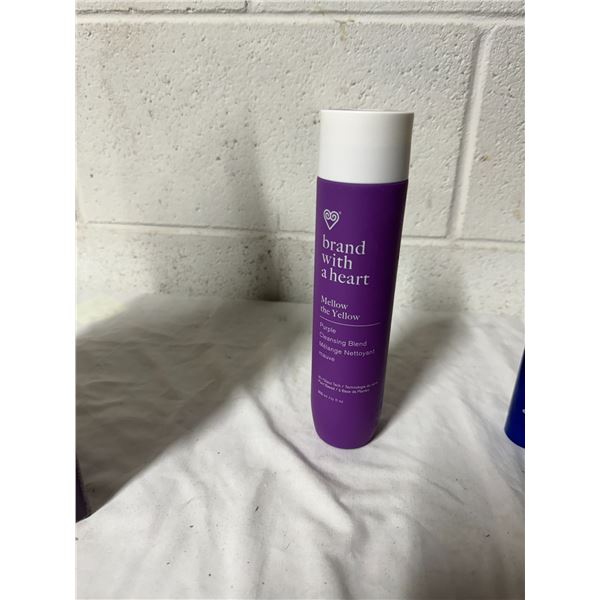 Branded with a heart, mellow the yellow purple cleansing blend