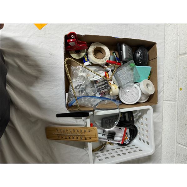 Thermometer, magnifying, glass, batteries, etc.