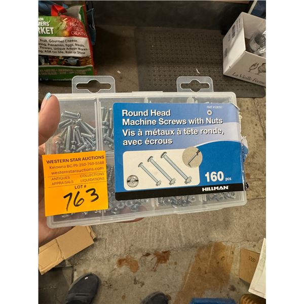 Round head machine screws with nuts