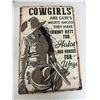 Tin sign cowgirls