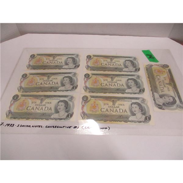 7 - 1973 CRISP CANADA $1 BANK NOTES