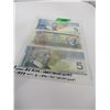 Image 1 : 3 - CANADA $5 BANK NOTES