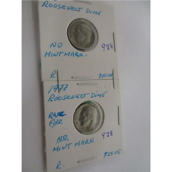 1966 & 1977 NO MINT MARKS ROOSEVELT DIMES