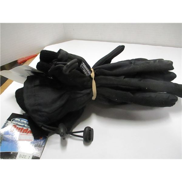 STORE CLOSE-OUT (AS IS):  2 PAIR BLACK THINSULATE GLOVES (SIZE 7)