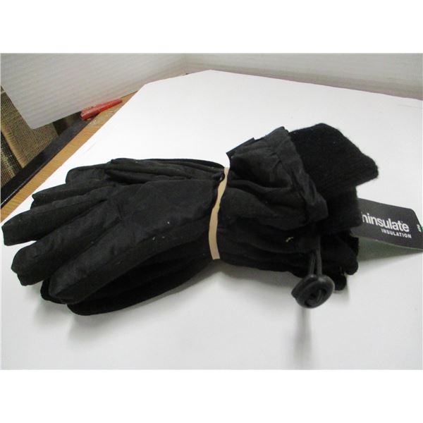 STORE CLOSE-OUT (AS IS):  2 PAIR LADIES BLACK GLOVES (SIZE XL)