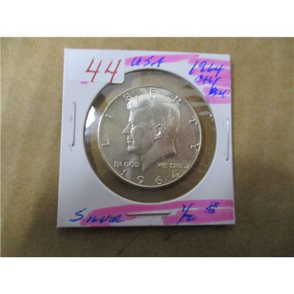 1964 CH/BU USA KENNEDY SILVER HALF DOLLAR