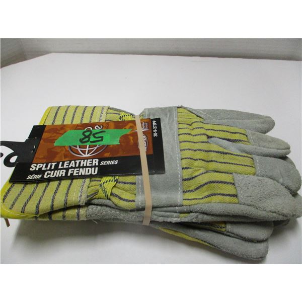 STORE CLOSE-OUT (AS IS):  2 PAIR LEATHER GLOVES (SIZE MEDIUM)