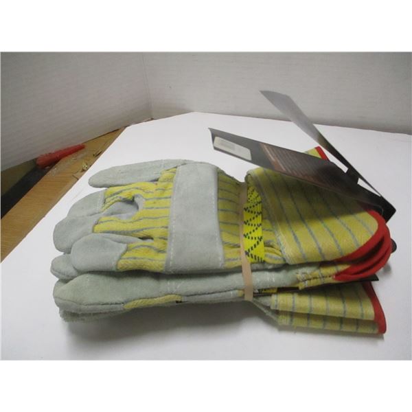 STORE CLOSE-OUT (AS IS):  2 PAIR LEATHER GLOVES (SIZE MEDIUM)