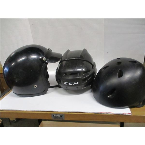 BOX C/W HELMETS, CARRY BAG, ETC