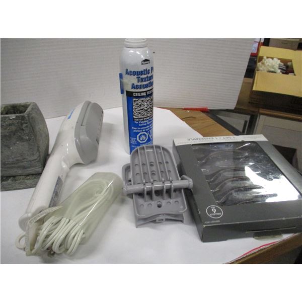 BOX C/W ELECTRIC SCISSORS, DVD'S, ETC