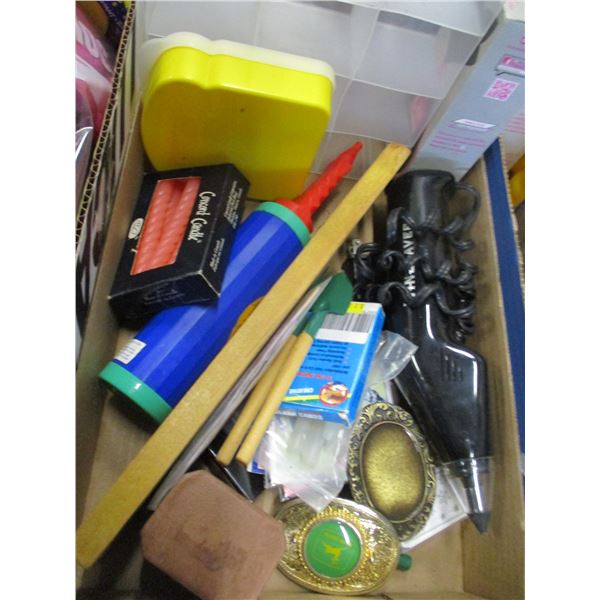 BOX C/W BELT BUCKLES, ETC