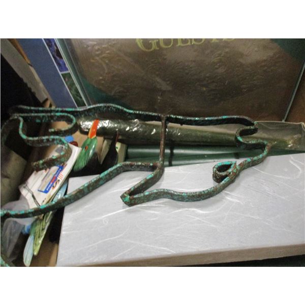 BOX C/W BINDERS, ORNAMENTS, BOOKS, ETC