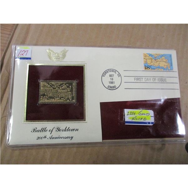 BATTLE OF YORKTOWN 200TH ANNIVERSARY 22 KT GOLD STAMP