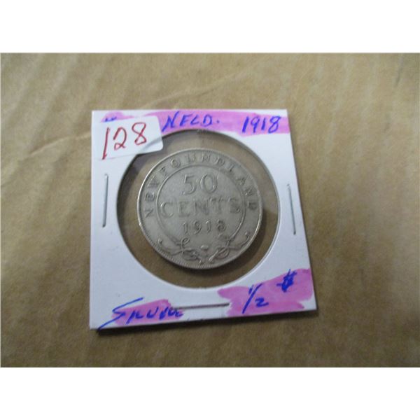 1918 NEWFOUNDLAND SILVER HALF DOLLAR