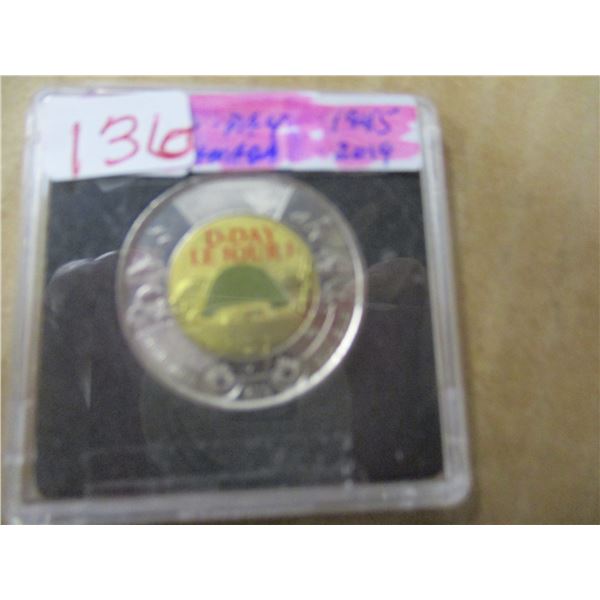 1945 - 2019 WORLD WAR II D-DAY IN REMEMBRANCE CANADA TOONIE