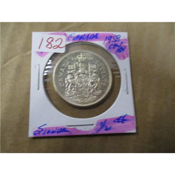 1959 CH/BU CANADA SILVER HALF DOLLAR