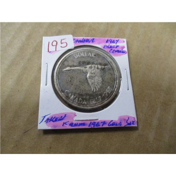 1967 PROOF CAMEO TAKEN FROM 1967 GOLD SET CANADA SILVER DOLLAR