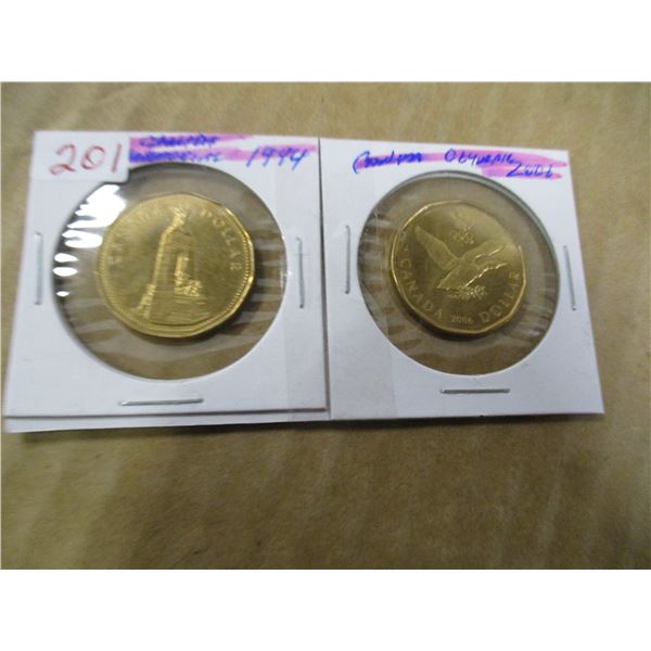 1994 CANADA MEMORIAL & 2006 CANADA OLYMPIC DOLLAR SET