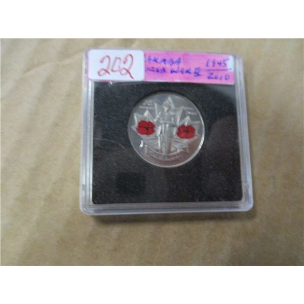 1945 - 2010 WORLD WAR II DOUBLE RED POPPY REMEMBRANCE COIN