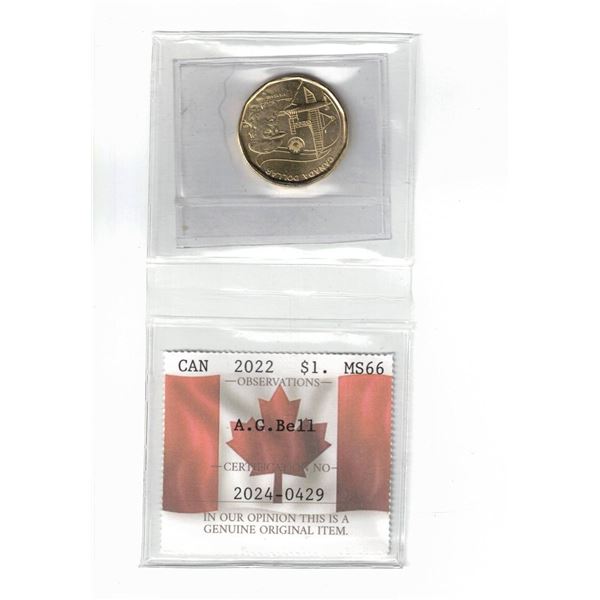 2022 Canada $1. A.G.Bell, Certified PCCS MS66, Professional Coin Certification System
