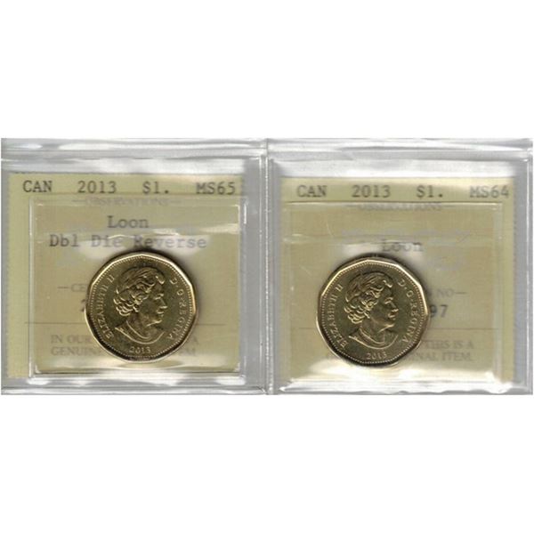 $1. PCCS 2013 Loon Lot of 2 pcs, Professional Coin Certification System