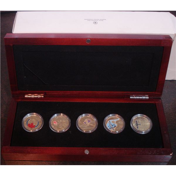 Complete RCM Packaging for 2012 Farewell, First 5 Color Loonie inserted, Wooden Box