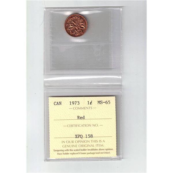 1973 Canada 1¢; Red, Certified ICCS MS65