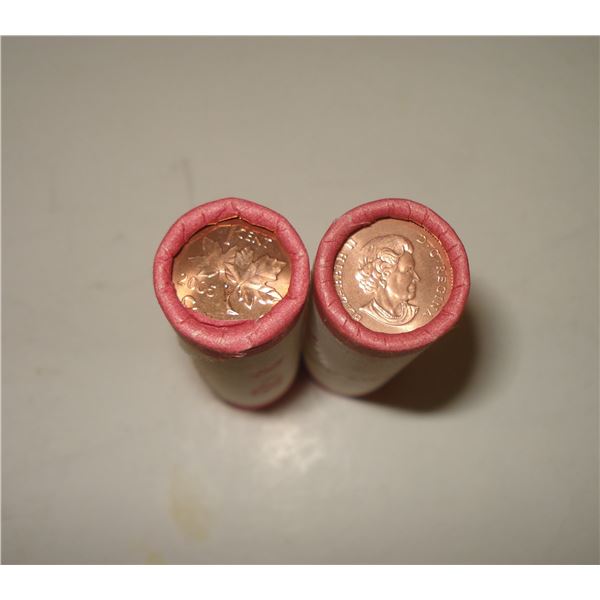 Canada 1¢ Roll 2005P & 2005 No P, New Rolls