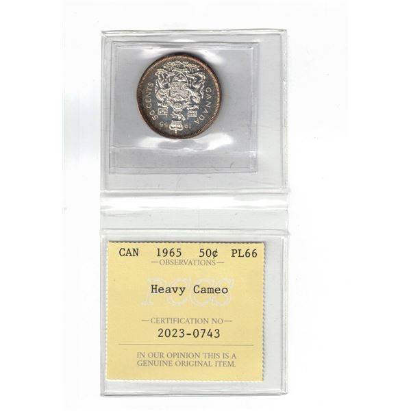 1965 Canada 50¢ Heavy Cameo PCCS PL66, Professional Coin Certification System
