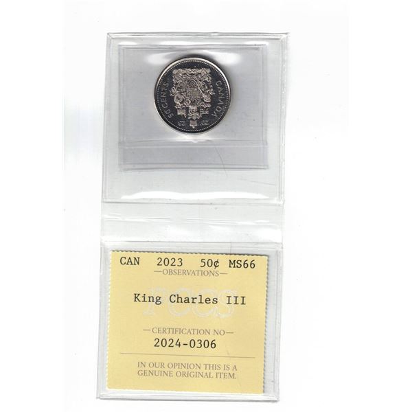 2023 Canada 50¢; King Charles III PCCS MS66, Professional Coin Certification System