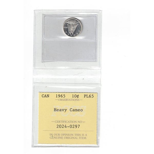 1965 Canada 10¢; Heavy Cameo, Certified PCCS PL66, Professional Coin Certification System