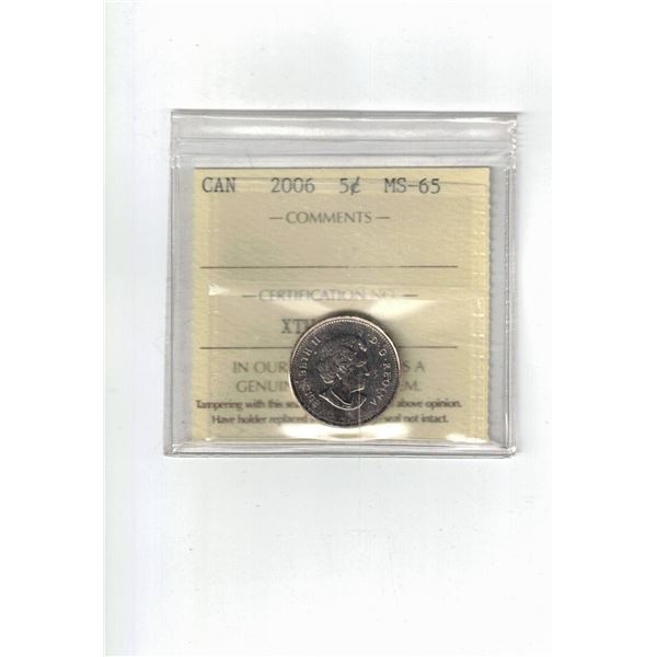 2006 Canada 5¢ (Cupro Nickel), Certified ICCS MS65