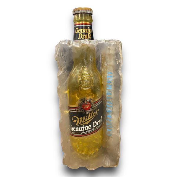 Large Miller Genuine Draft Light Up Beer Bottle Display In Ice