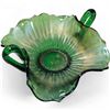 Image 2 : Vintage Handled Green Carnival Glass Bowl