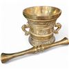 Image 2 : Vintage Brass Mortar & Pestel N I Deo Pes Mea