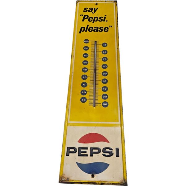 Vintage Self Framed Tin Embossed Pepsi Thermometer