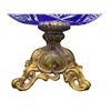 Image 2 : Vintage Bohemian Cobalt Cut Glass Brass Pedestal Bowl