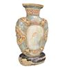 Image 2 : 2 Vintage Porcelain Vases Covered In Abalone And Seashells With Floral Motif