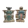 Image 2 : 2 Wood Carved Asian Figurines Carrying Fish And Turtles