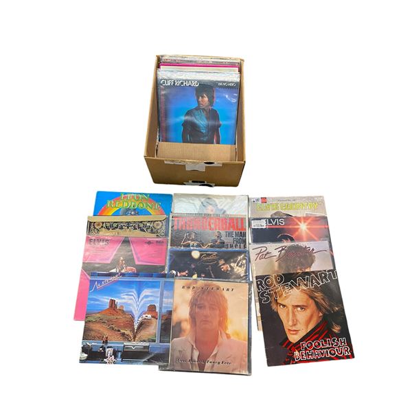 Box Full Of Vintage Records, Rod Stewart, 3 Dog Night, Etc..